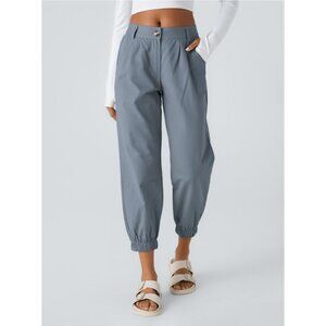 Halara Mid Rise Button Zipper Side Pocket Casual Cotton Joggers Sz Large Womens